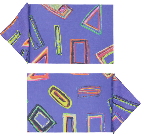 SET OF 2 SPACE SHAPES PLACEMATS AND NAPKINS IN PURPLE